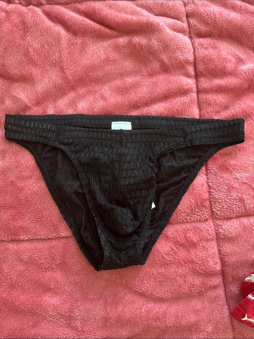 Black Textured Men's Bikini Briefs